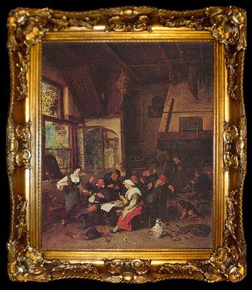 framed  Cornelis Dusart Tavern Scene, ta009-2